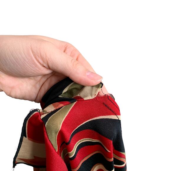 Vintage Funky Y2K Red Swirl Blouse Top Asymmetrical Medium - Picture 4 of 4